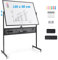 COSTWAY Doppelseitiges mobiles Whiteboard, 120 x 90 cm, Trocken abwischbares magnetisches Whiteboard mit Stecktafel, Rollen und Ständer, inkl. Zubehör für Büro, Zuhause (Schwarz)
