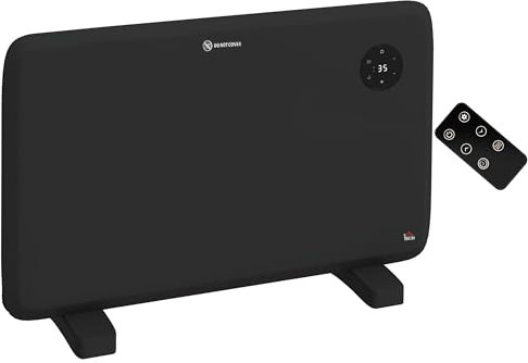 HOMCOM 1200W Electric Panel Heater, Freestanding or Wall Mounted, Convector Heater, Quiet Space Heater with LED Display, Open Window Detection, Timer, Overheat Protection, Remote Control, Black