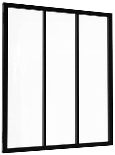 IDMarket - Atelier Glashaus mit 3 Verglasungen, L 93 x H 108 cm, aus schwarzem Metall und Hartglas