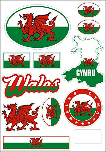 Daged Wales Aufkleber Karte Stickerbogen - PKW Auto Motorrad Biker Flagge Fahne Deko AK
