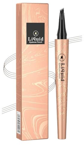 Weixinbuy Microblading Eyebrow Pen Long-lasting, 4D Four-Tip Waterproof Eyebrow Pencil, Liquid Eye Brow Pencil Smudgeproof Easy to Use for Fine Natural Strokes (1# Dark Brown Eyebrow Pencil)