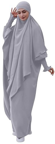 Bauzuoyo Gebetskleidung für Frauen Muslim Hijab Damen Kopftuch Abaya Lange Einfarbig Khimar Hijab, Dubai Nahen Osten Türkei Arabische Schal Tuch Hijab Weich Gemütlich Islamische Halstuch