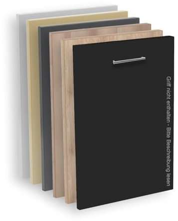 ZUSCHNITTPROFI.DE Dekor-Geschirrspülerfront 19mm vollintegriert oder teilintegriert, fugenlose Kanten, passend für alle Geräte (schwarz 444x565 mm)