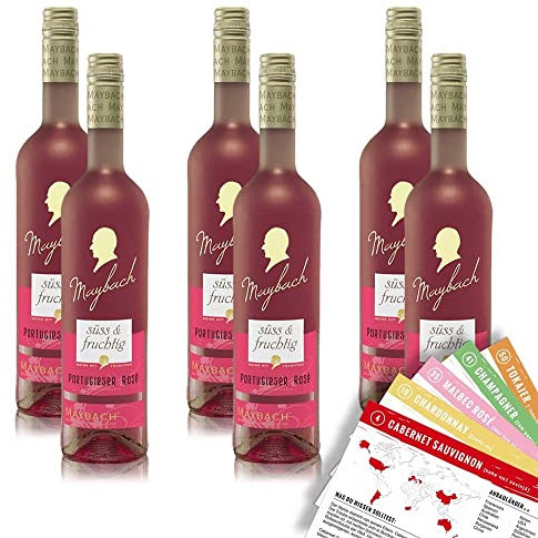 Maybach Portugieser Rosé QbA, süß&fruchtig, sortenreines Weinpaket + VINOX Winecards (6x0,75l)