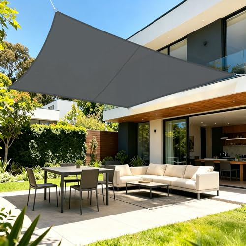 LOVE STORY Sonnensegel Wasserdicht 3.6x3.6m Segeltuch UV95% für Terrasse | 160g/m² PES Segel,Quadrat Sonnentuch mit 316 Edelstahl-Ringen,Sonnenschutz & Windschutz für Garten,Balkon.Anthrazit