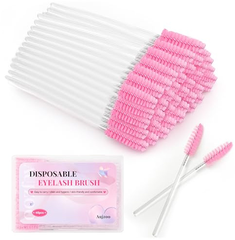 Aujzoo Lot de 40 pinceaux à cils, pinceaux à sourcils, pinceaux à sourcils, pinceau à huile de ricin, outils de maquillage cosmétiques