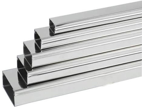 RSBFER Stainless Steel Cable Trunking, Square Trunking, Wall/Floor Mounted Wire Channels, Waterproof and Rust-proof, 1m,25x15x0.5mm