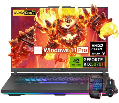 ASUS ROG Strix G16 (2025) Gaming Laptop, NVIDIA RTX 5070Ti 12GB GDDR7, AMD Ryzen 9 8940HX (16 core, 32 thread, Turbo 5.3GHz), 16 WUXGA FHD 165Hz 3ms, 64GB DDR5, 4TB SSD, Windows 11 Pro