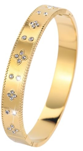 Karma NH10782380 Armreif Floral Damen Gold Edelstahl Kristalle 6 cm Oval modern elegant Geschenkidee Damenschmuck Damenarmreif wasserfest hypoallergen rostfrei