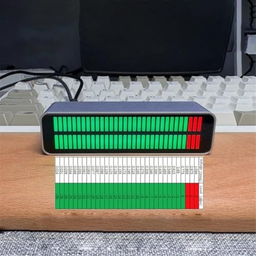KHIronHive Professioneller Füllstandsmesser mit Echtzeit-LED-Anzeige, Aluminiumlegierung, Audio-Signal-Monitor für Studiomischung und Rundfunk, USB-betrieben, silberfarben