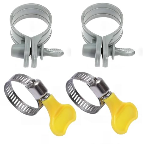 UZYXC 4 Pezzi Fascetta Stringitubo, 2x Plastica 2x Acciaio Inox, Per Piscina, Giardino, Accessorio, Evita Perdite, 32mm