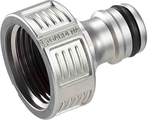Gardena Premium Hahnverbinder 26,5 mm (G 3/4 Zoll): Adapter für Wasserhähne, wertiges Metall, spritzfrei, geballter Wasserfluss, frostsicher (18241-50)