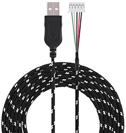 Richer-R 2.2 Meters USB Mouse Lines Wire Mice Cable Replacement Part Repair Accessory for Steelseries kana Mouse(Black+White)