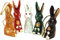 GURU SHOP 5er Set Anhänger, Kleine Holzfigur, Tierfigur Hase, Mehrfarbig, Suarholz, 12x3x5 cm, Tierfiguren