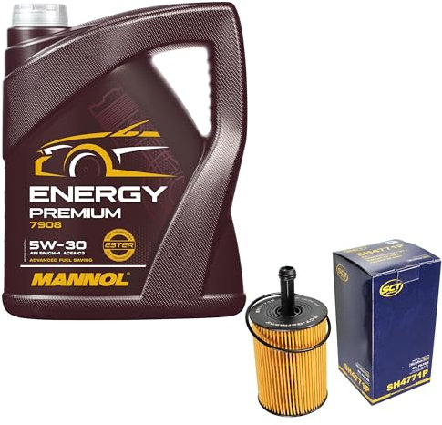 Filter Set Inspektionspaket 5 Liter MANNOL Motoröl Energy Premium 5W-30 API SN/CF SCT Germany Ölfilter