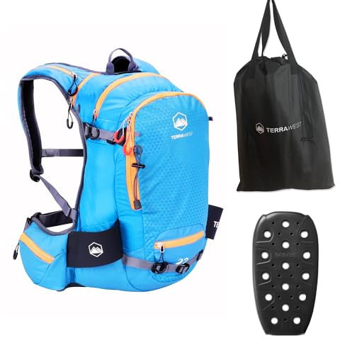 TerraWest Core 22 - Mochila de esquí (reflector Recco y protector de espalda instalados) (azul océano/naranja)