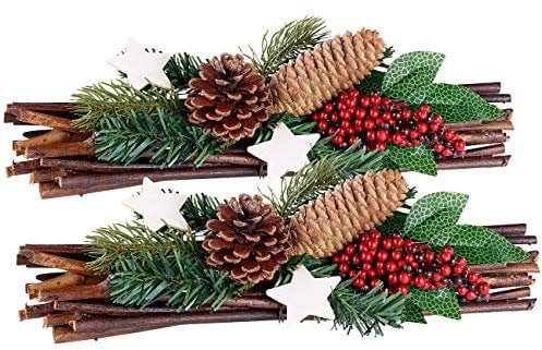 Britesta Gestecke Weihnachten: 2er-Set Handgefertigte Weihnachts- & Adventsgestecke, Tannenzapfen (Dekorationen Weihnachten, Tischschmuck, Adventskranz)