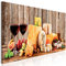 decomonkey Bilder Küche 135x45 cm 1 Teilig Leinwandbilder Bild auf Leinwand Vlies Wandbild Kunstdruck Wanddeko Wand Wohnzimmer Wanddekoration Deko Kochen Wein Käse Aufschnitt