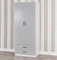 URBNLIVING Tall Wooden White 2 Door Wardrobe With 2 Drawers Bedroom Storage Hanging Bar Clothes (White Carcass + Grey Drawers)