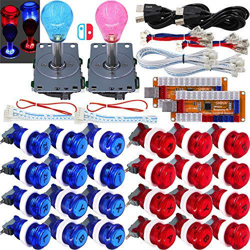 SJ@JX Arcade Game LED Controller Lamp USB Encoder Board Gamepad Microswitch Light Button 8way LED Joystick for Nintendo Switch PC PS3 Retropie Raspberry Pi MAME