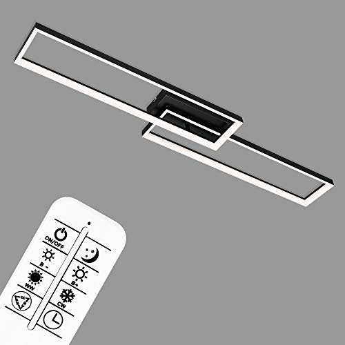 Briloner Leuchten - LED Deckenleuchte, Deckenlampe dimmbar, inkl. Fernbedienung, Farbtemperatursteuerung, Nachtlichtfunktion und Timer, Schwarz, 40 Watt, 4.400 Lumen, 1100x217x90mm (LxBxH), 3013-015