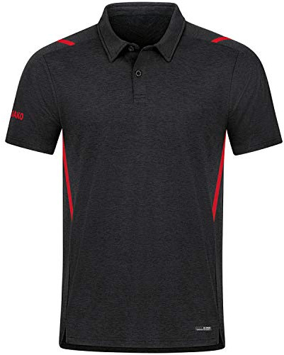 JAKO Herren Poloshirt Challenge, Schwarz-Meliert/Rot, 3XL