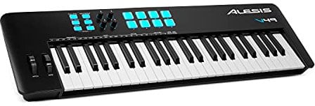 Alesis V49 MKII – Tastiera MIDI Controller USB con 49 Tasti Sensibili alla Velocity, 8 Pad, Arpeggiatore, Pitch/Mod Wheel, Note Repeat e Software
