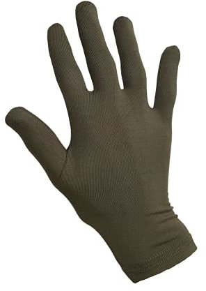 Soft Bamboo Cotton Gloves for Adults & Kids, Thin, Thermal, Touchscreen, Breathable, Hypoallergenic, Liner Gloves for Eczema & Sensitive Skin, Neuropathy Relief for Chemo Patients (Khaki, Medium)