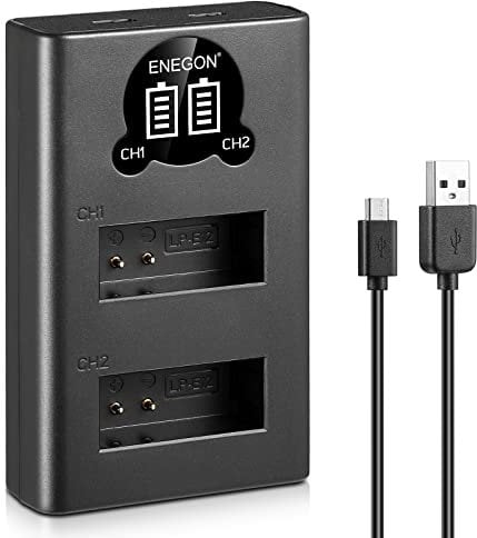 ENEGON LP-E12 Dual Battery Charger Compatible with Canon EOS M, EOS M10, EOS M50, EOS M50 Mark II, EOS M100 EOS, M200 Rebel SL1, PowerShot SX70 HS Digital Cameras