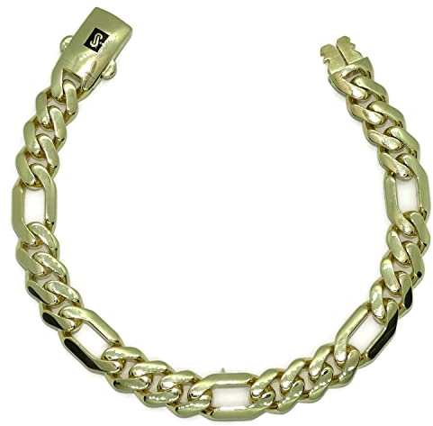 Never Say Never - Atemberaubendes Armband aus 18-karätigem Gelbgold für Herren, klassisches Modell 3 x 1, 20,5 cm lang, 1,00 cm breit und 13,80 g Gewicht aus 18-karätigem Gold., 100 % 18 Karat Gold