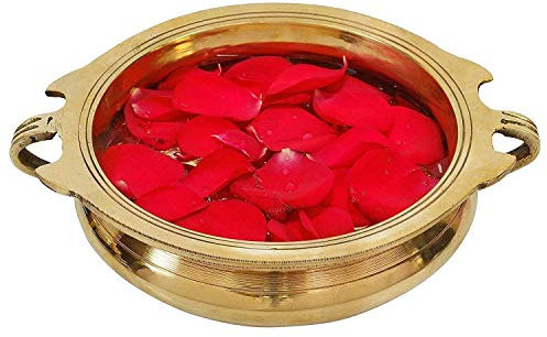 SATYA EXPORTS Handmade Traditional Brass Urli/Uruli, Decorative Bowl for Home/Living Room/Temple Showpice Size 6 Inch Diameter Gold