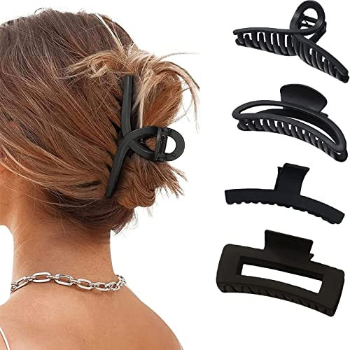 4 Pièces Pinces à Griffe de Cheveux Antidérapante, Grande Pince Cheveux Epais, Griffe de Cheveux en Plastique, pour Femmes Filles