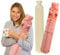 ADEPTNA 2L Extra Long 72 cm Hot Water Bottle with Pom Poms Soft Rabbit Faux Fur Cover with Pocket - Soft Comfortable Safe and Keep Warm (Pink)