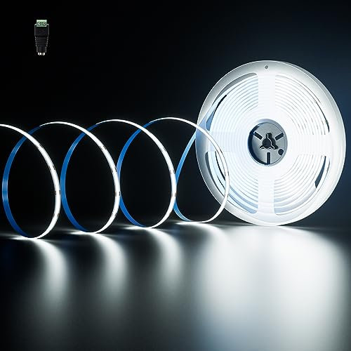 PAUTIX COB LED Streifen Kaltweiß 6000K,10M 4800LEDs DC24V LED Strip Light,LED Band CRI93+ für Schlafzimmer Küche DIY Beleuchtungsprojekt (Netzteil nicht enthalten)