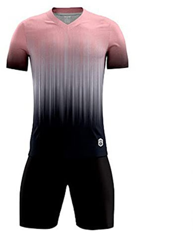 Kaerm Tuta da Calcio Traspirante Completo Sportivo con Maglia Maniche Corte Pantaloncini Asciugatura Rapida Uniforme da Football Club 2-15 Anni A Rosa&Nero 12-15 Anni