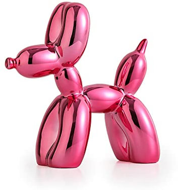 JTBDWOSK Glänzende Ballon-Hund-Statue,Desktop-Ornament, Niedliche Kunstharz-Skulptur, Die Details Werden Anschaulich Dargestellt Dekoration Für Zuhause Schlafzimmer Wohnzimmer Büro,Rosa