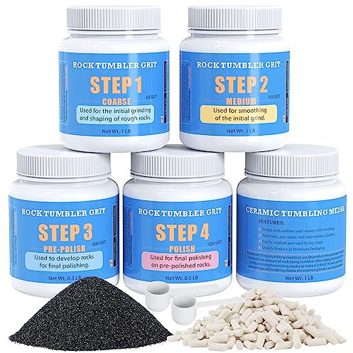 KoolStone Rock Tumbler Grit and Ceramic Tumbling Media 4 Pounds, Polish Up to 25 lbs. of Rocks, Polish Refill Media Kit, Compatible with Any Tumbler