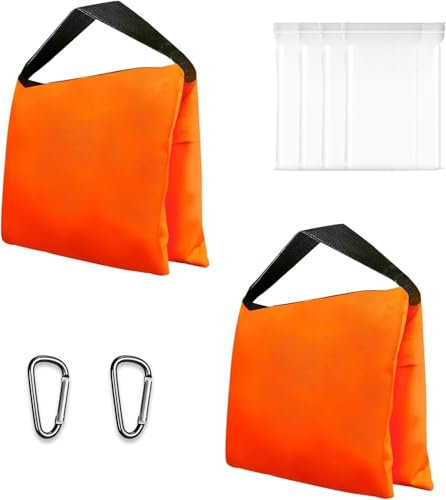 EMART Sandsäcke Für Fotografie,2 Stück Sandsack für Stativ Fotografie,Sandsack zum Befüllen Beschweren für Fotostudio, Video, Stativhalterungen,Gewichtssack mit Haken