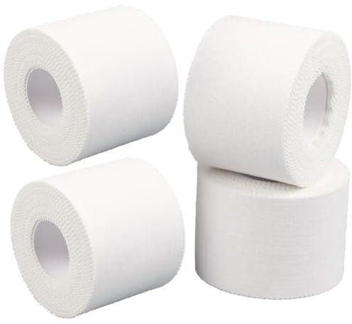 4 volumes. chaque volume Sport Tape 5 cm x 10 m Sport Tape Classic blanc Bande non élastique,Imperméable et douce pour la peau en coton (Blanc ruban adhésif)