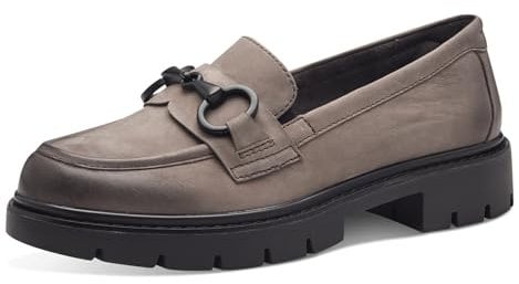 Tamaris Comfort Damen Slipper aus Leder Elegant, Grau (Stone Nubuc), 41 EU