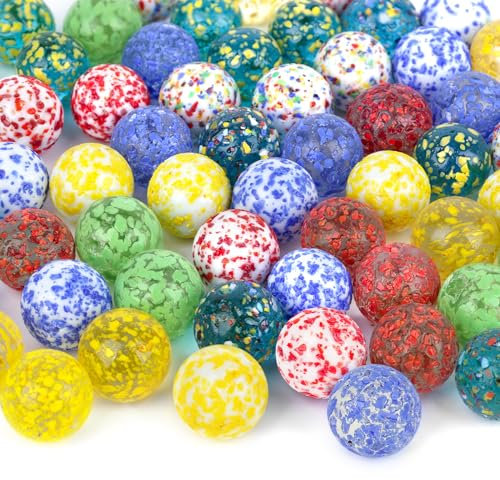 HAKACC 60pcs Glass Marbles Bulk, 16mm Mixed Colors Glass Marbles for Kids and Adults, Marble Sets Home Decor, Vase Fillers