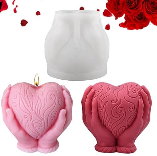 Kerzenformen Silikon, 3D Silikonform Herz, DIY Valentinstag Herz Silikonform Kerzen, Silikonformen Gießformen Kerzen Seife, Liebe Silikon Gießform Resin für Hochzeit Jubiläumsgeschenk Haus Dekoration