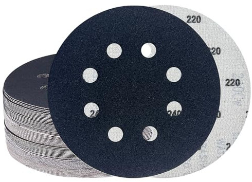 GZKTY 50Stk Schleifpapier 125mm klett, Exzenter Schleifscheiben, 8-Loch Korn 220 Nassschleifpapier Set, Exzenterschleifer Schleifpapi für Auto Metall