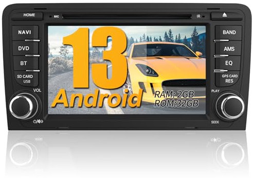 AWESAFE Autoradio für Audi A3 S3 RS3, 2GB+32GB, Android 13, Radio mit Navi unterstützt DAB+ WLAN CD DVD Bluetooth 2 Din 7 Zoll Bildschirm