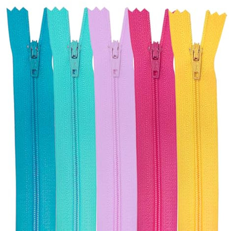 MARARDI [Packung 5] Reißverschlüssen [Mehrfarbig] Nylon [12 cm] Nähen und Basteln zum Kleidung Taschen Stoff für Nähmaschine Patchwork Plastik Baumwolle Zipper mit Metallreißverschluss