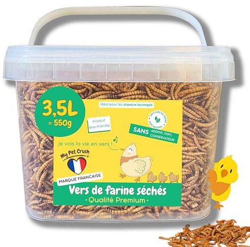 MPC - vers de Farine Séchés : Une Source de Protéines de Haute Qualité pour Oiseaux Sauvages et Reptiles - Complément Alimentaire 100% Naturel sans Additif Ajouté - Friandise - Stimulation Mentale