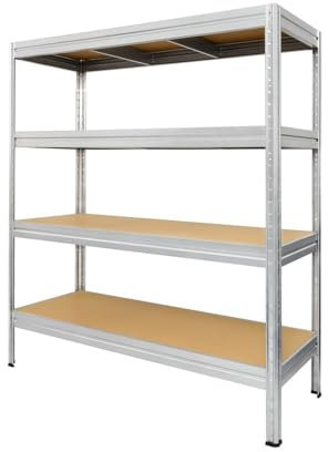 HEMMDAL Schwerlastregal - 2.400 kg Tragkraft - HxBxT 177 x 120 x 45 cm - Steckregal mit 4 höhenverstellbaren Böden - 600 kg Fachlast - Gestell aus galvanisiertem Stahl - Made in EU - Werkstattregal