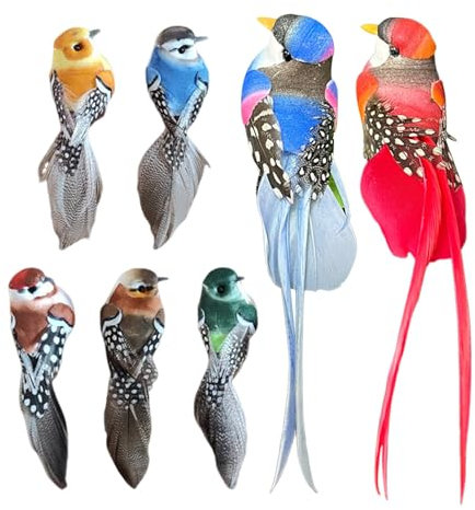 5 Stück Kurze Schwanz-Vogel-Clips, 2 Stück Lange Schwanz-Vogel-Clips, Dekorative Vögel, Vogel-Dekoration, Outdoor-Deko-Vögel, Dekorative Vögel Mit Clips, Dekorativer Garten-Frühling