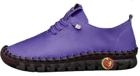 Mocassini da donna, casual, leggere, scarpe da corsa, traspiranti, con lacci, comode, antiscivolo, piatte, per guida, basse, casual, Lilla, 38