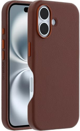 OtterBox Bundle Symmetry Series Cactus Leather MagSafe Case for iPhone 16, Shockproof, Drop proof, Protective Thin Case, Brown & Premium Glass Screen Protector